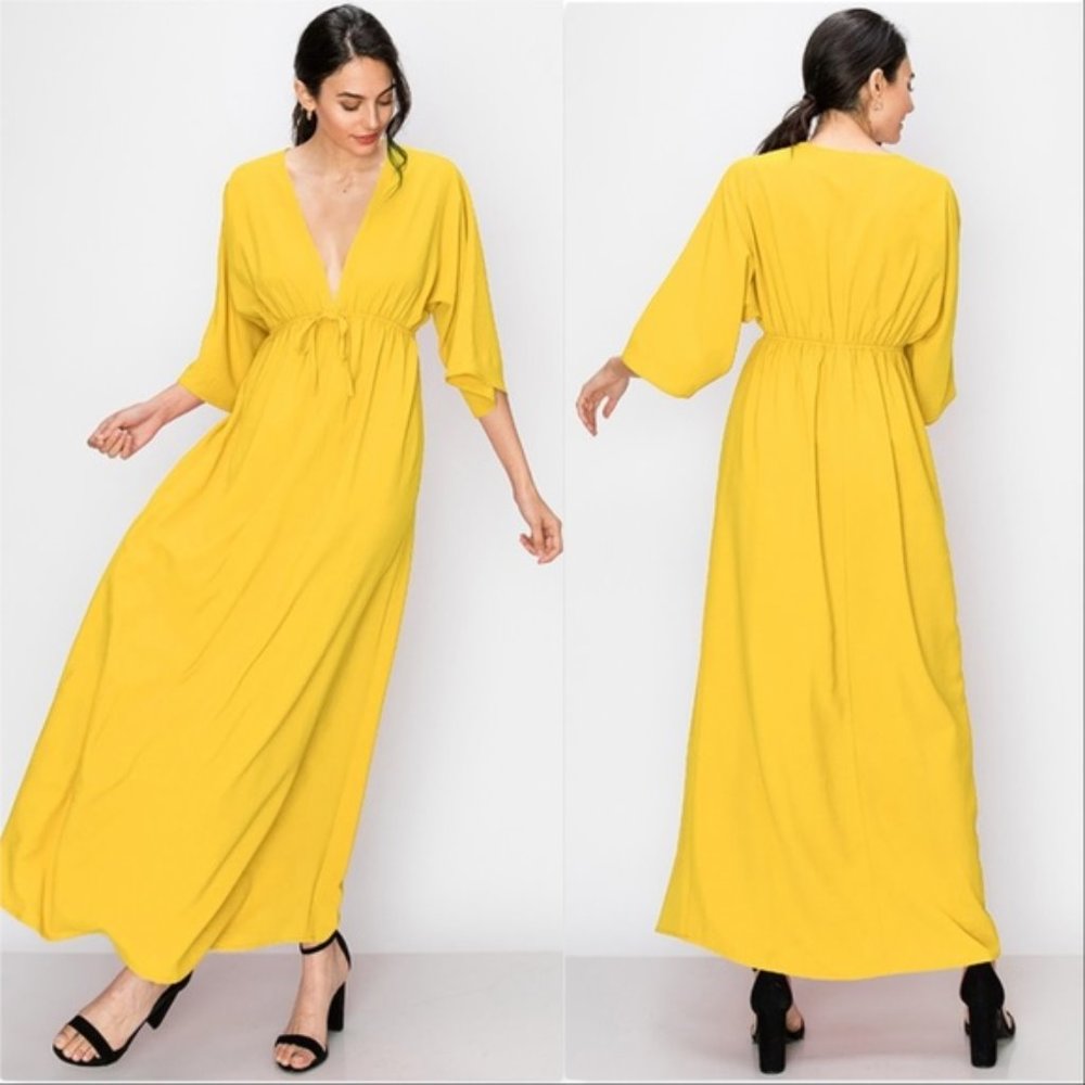 CARRIE Mustard Maxi Dress - Picture 2 of 3